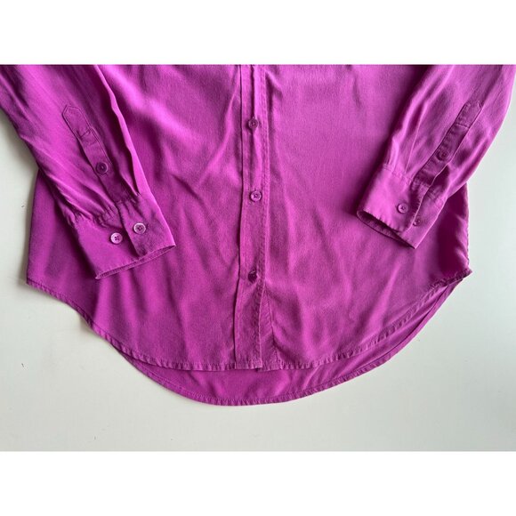 EQUIPMENT Slim Signature Purple 100% Silk Crepe Button Up Shirt, Size S - Picture 7 of 16